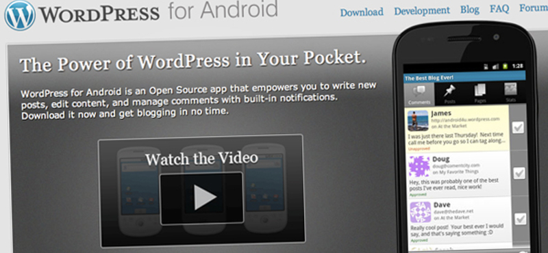 Készül a Wordpress for Android 2.0. Íme egy gyorsteszt!