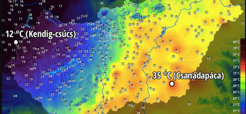 Több mint 20 fok különbség volt az ország két vége között
