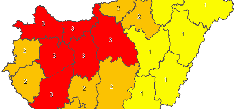 Több megyében piros figyelmeztetés van, jön a hidegfront – térkép