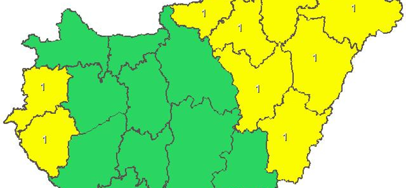 Zivatar, vihar: 9 megyében van citromsárga figyelmeztetés – térkép
