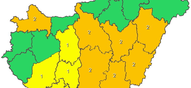 Nagy hőségre figyelmeztet a meteorológia - térkép