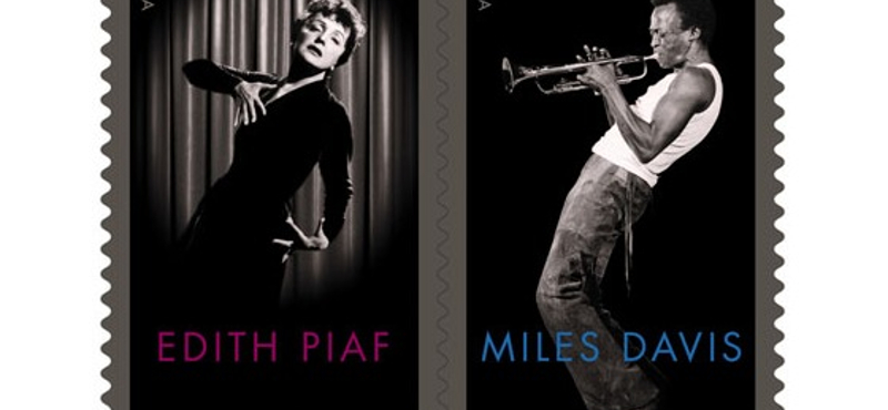 Fotó: Edith Piaf és Miles Davis bélyegen