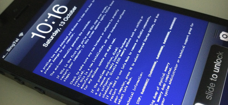 iPhone-on is felütötte a fejét a kék halál