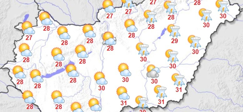 Felhős időre, záporokra és zivatarokra is számíthatunk szerdán