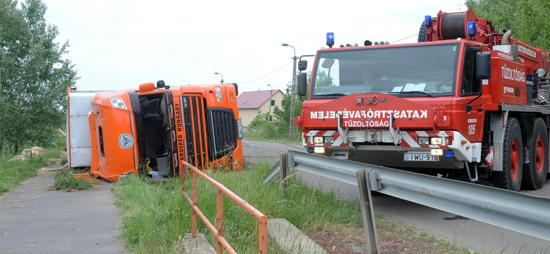 Felborult egy bárányokat szállító nyergesvontató