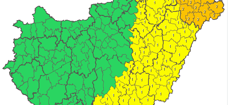 Másodfokú riasztást adtak ki több járásra – térképpel