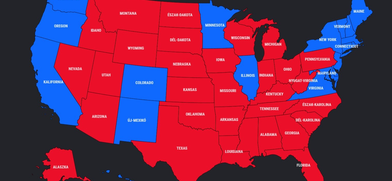 Így szavaztak az államok – térképen az amerikai elnökválasztás állása