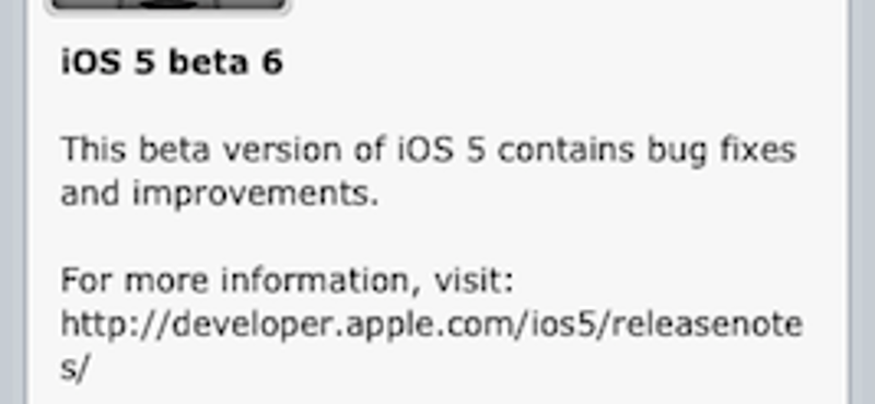 A fejlesztőknél az iOS beta 6 és az új iTunes béta