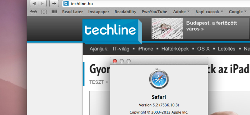 Letölthetik a fejlesztők az új Mountain Lion változatot! Letölthető az új Safari 5.2 tesztverzió is.