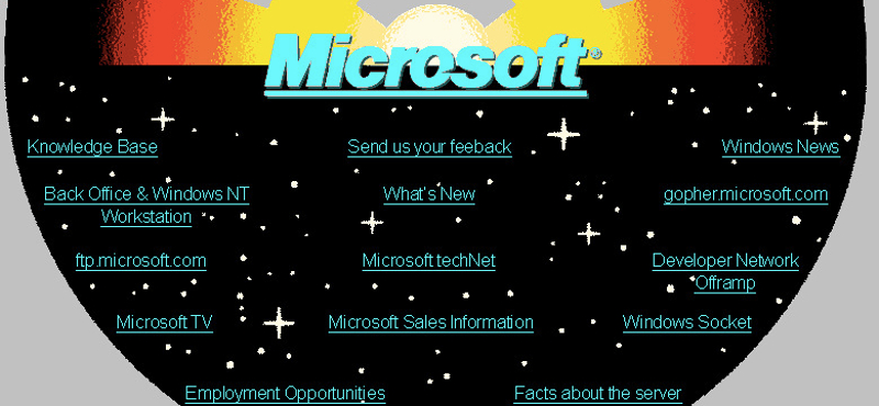 Így nézett ki a Microsoft első weboldala 1994-ben