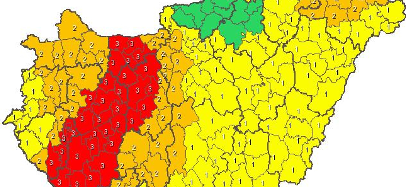 Piros riasztás: csak estére gyengülhet a szél - térkép