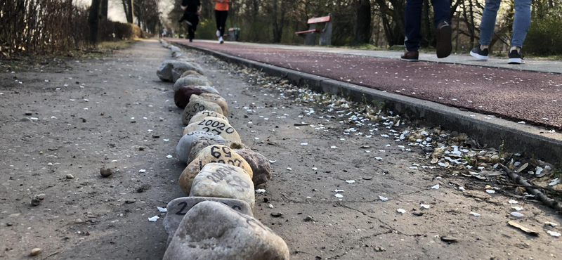 Húszezer követ tettek ki a Margitszigeten a koronavírus áldozataira emlékezve