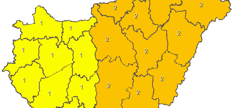 Zivatarok, felhőszakadás: az ország keleti fele narancssárga lett - térkép