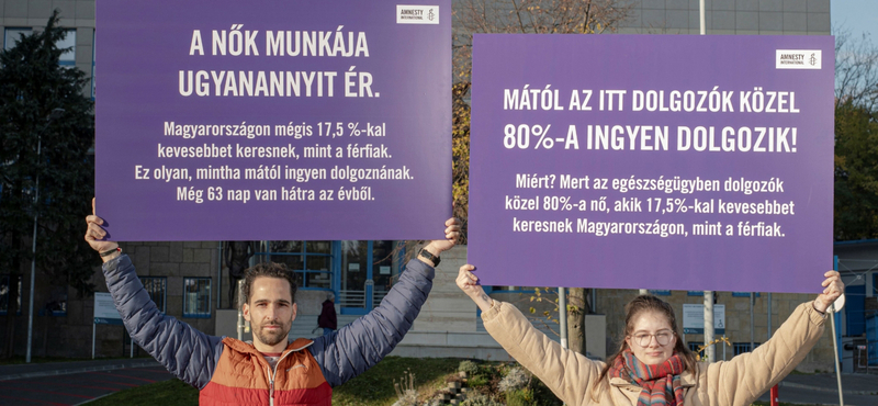 Mintha a nők mától nem kapnának fizetést – a Karmelitánál akciózott az Amnesty International