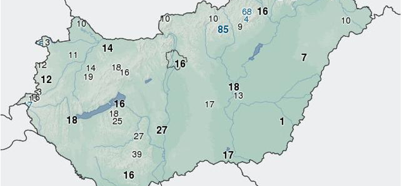 Majdnem 90 centis a hó Kékestetőn – csapadéktérkép