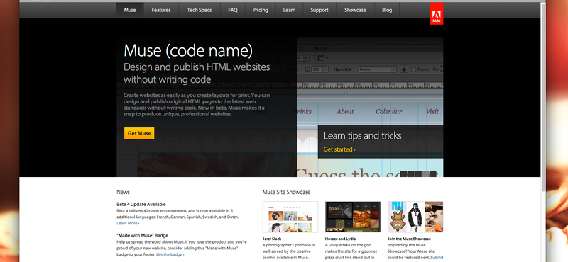 Letölthető az Adobe Muse béta 4 verziója
