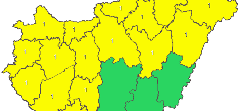 Térkép: 16 megyére figyelmeztetést adott ki az OMSZ