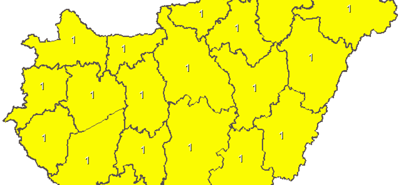 Figyelmeztető térkép: Sárgába borult az egész ország