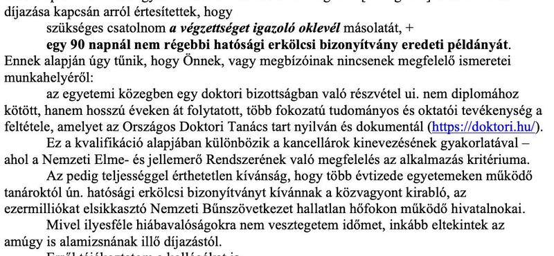 Nemzeti Bűnszövetkezetet emlegetve vágott vissza a Képző kancellárjának a neves filozófus, amikor az erkölcsi bizonyítványát kérték