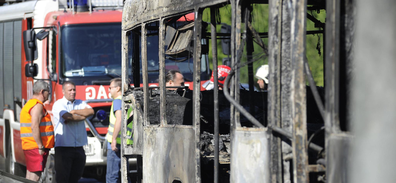 Csuklós busz égett le az M7-esen