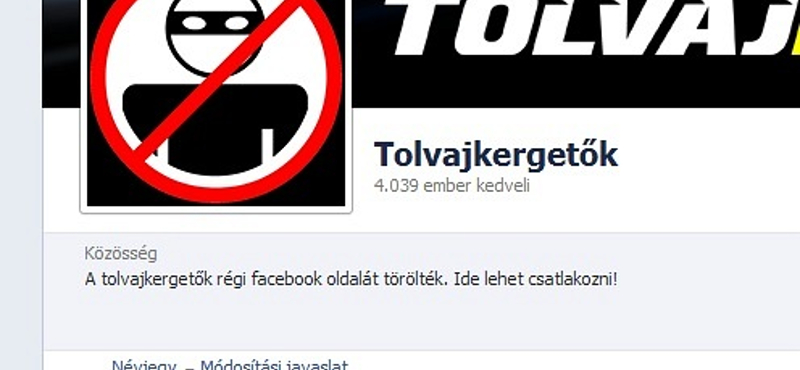 A Facebook törölte a Tolvajkergetők oldalát