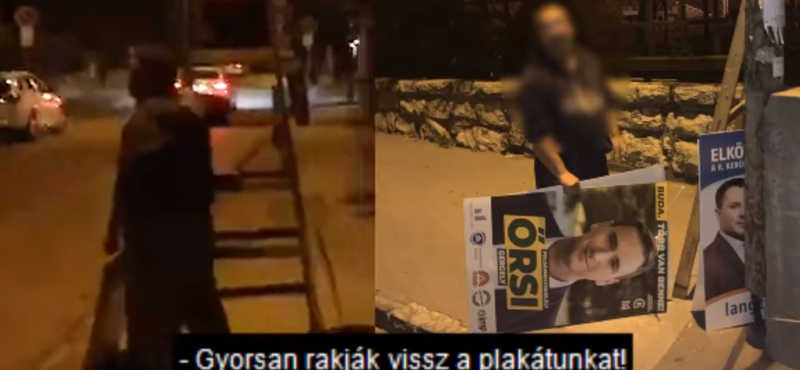 Az ellenzéki jelölt szerint hivatali autóval mentek leszedni a plakátjait a II. kerületben