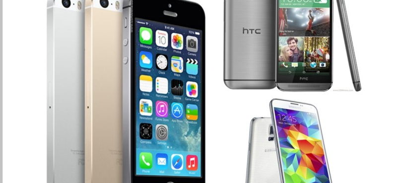 Itt a nagy csapat: iPhone 5s vs. Galaxy S5 vs. HTC One (M8)