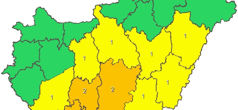 Figyelmeztést adtak ki Budapestre és 10 megyére holnapra - térkép