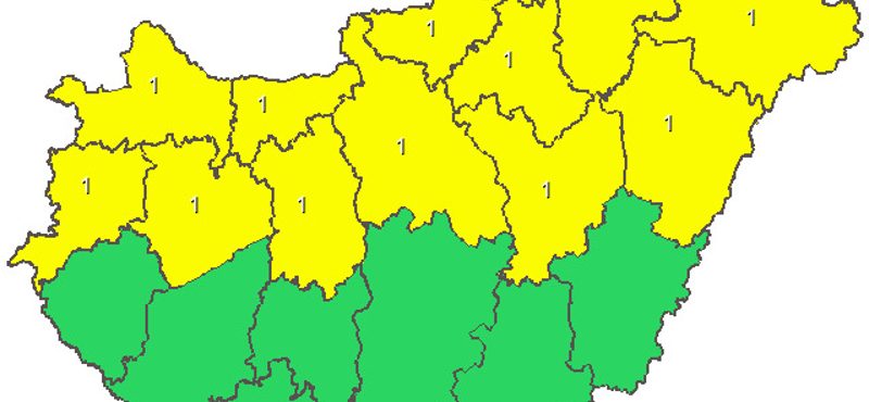 Veszélyjelzést adtak ki 12 megyére zivatar miatt