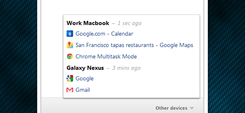 Chrome béta újdonság: megnyitott lapok szinkronizálása más eszközökkel