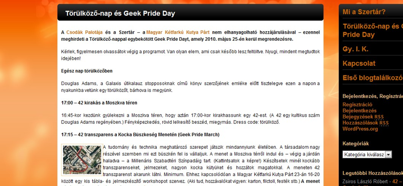 Törülköző-nappal egybekötött Geek Pride Day