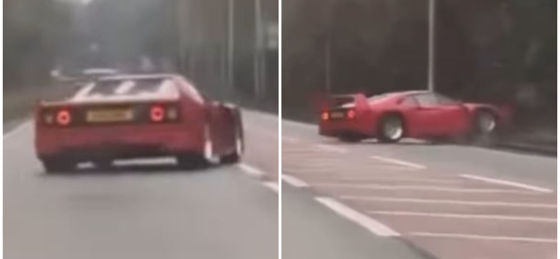 Kis gázt adott a sofőr, és máris villanyoszlopnak csapta a Ferrari F40-est – videó