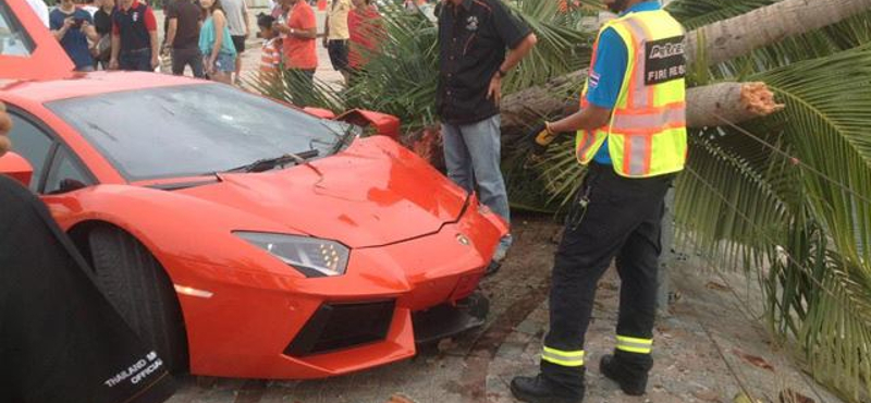 Felmászott a pálmafára egy Lamborghini Aventador