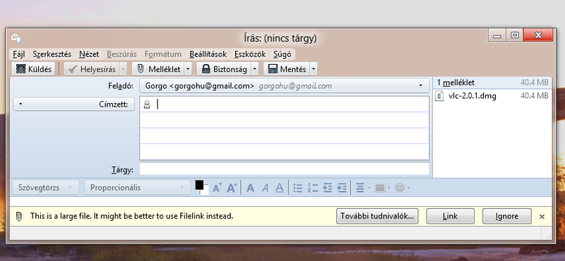 Óriás mellékleteket is küldhetünk a Thunderbird 13-as verziójával