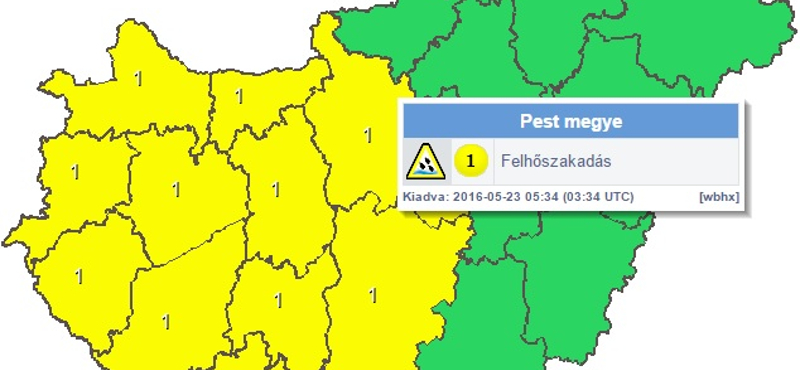 Figyelmeztetést adtak ki, viharok jönnek ma a 30 fok után