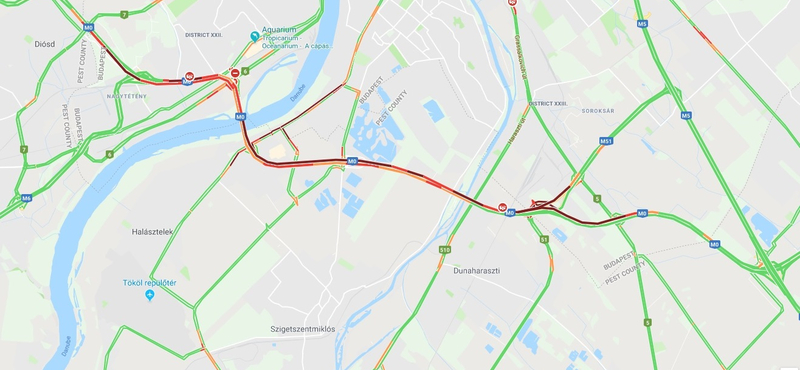 Az M0-ásnál Dunaharasztinál 50 perccel is megnőhet a menetidő