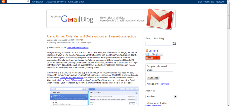 Internet nélkül is elérhető a Gmail