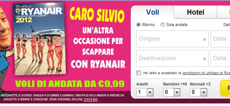 A Ryanair 10 eurós jegyet ajánl Berlusconinak a távozáshoz