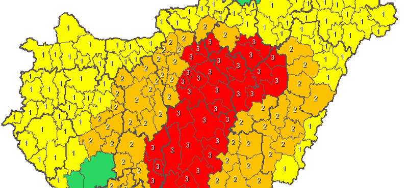 A helyzet továbbra is súlyos - itt a legfrissebb riasztási térkép