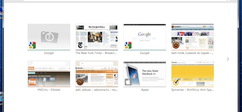 Új nyitólap a Chrome 15-ben