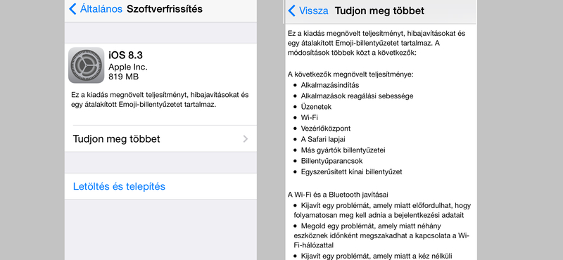 Letölthető a végleges iOS 8.3