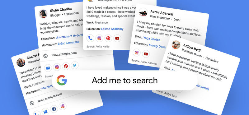 Ha valaki rákeres önre a Google-ben: névjegykártyákat vezet be a Google