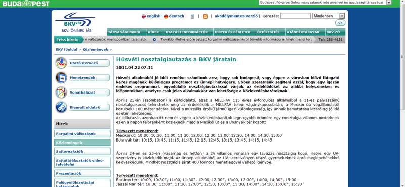 Húsvéti nosztalgiautazás a BKV járatain