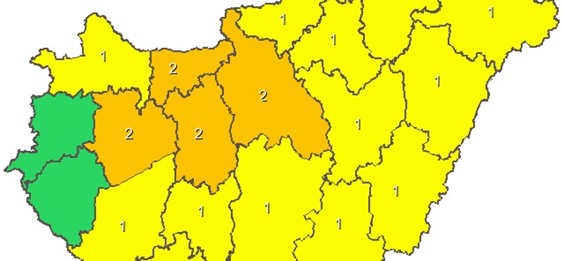 Szélvihar, jégeső az év legmelegebb napja után - térkép