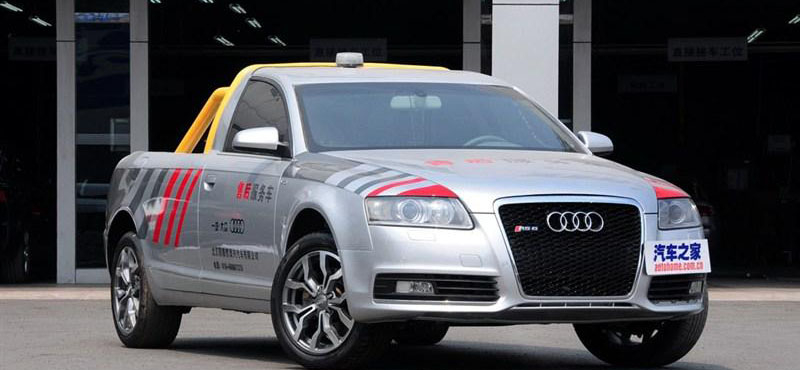 Platós teherautót csinált egy törött Audi A6-ból egy kínai kereskedő