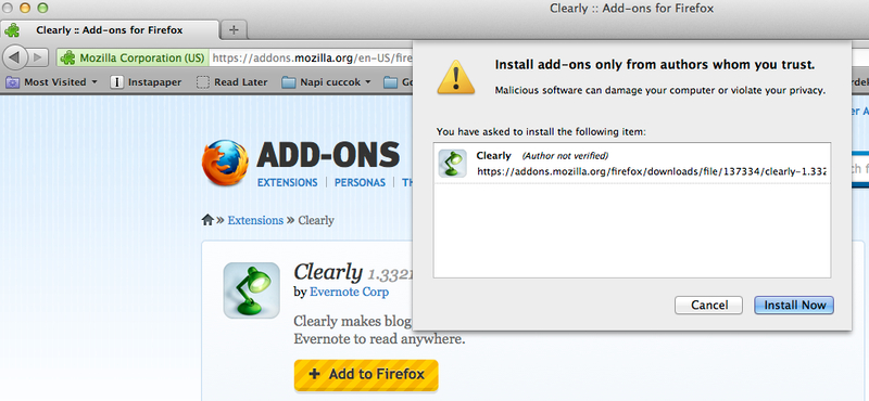 Már letölthető az Evernote Clearly a Firefoxhoz is!