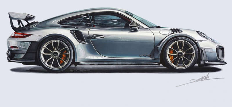 Autós rajzóra: alig 12 óra és kész is egy ilyen fotó minőségű Porsche – videó