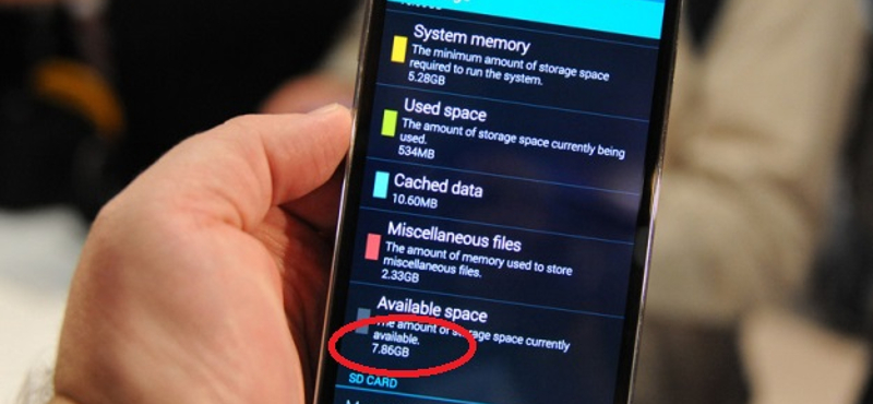 Most akkor mennyi is a tárhely a Galaxy S5-ben?