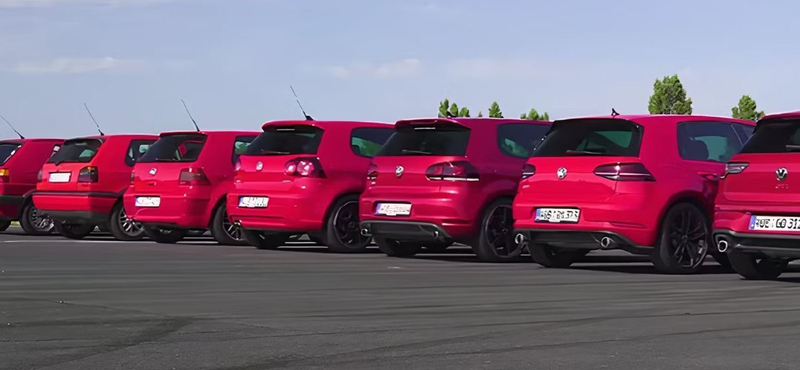 Mind a nyolc generációt elvitték a Volkswagen Golf GTI-ből egy gyorsulási próbára – videó