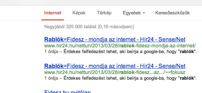 Rablóként ismeri fel a Fideszt a Google kereső